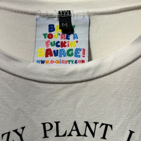 🪴Women’s O-mighty Crazy Plant Lady White Crop Top Shirt🪴 - Picture 5 of 6